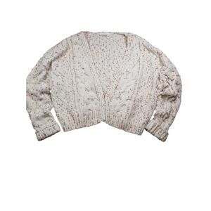 Cabincore Chunky Knit Cropped Open Cardigan Multicolor Cozycore Womens L